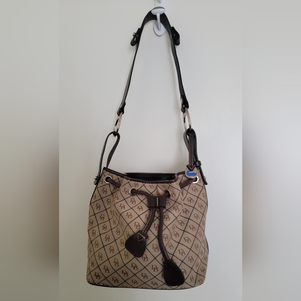 Vintage Dooney & Bourke Canvas Drawstring Bucket Bag